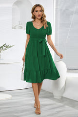 Smocking Tiered Skater Dress