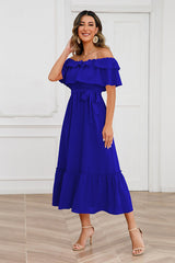 Off Shoulder Tiered Maxi Dress