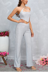 Crop Metallic Cami Top + Pants Set