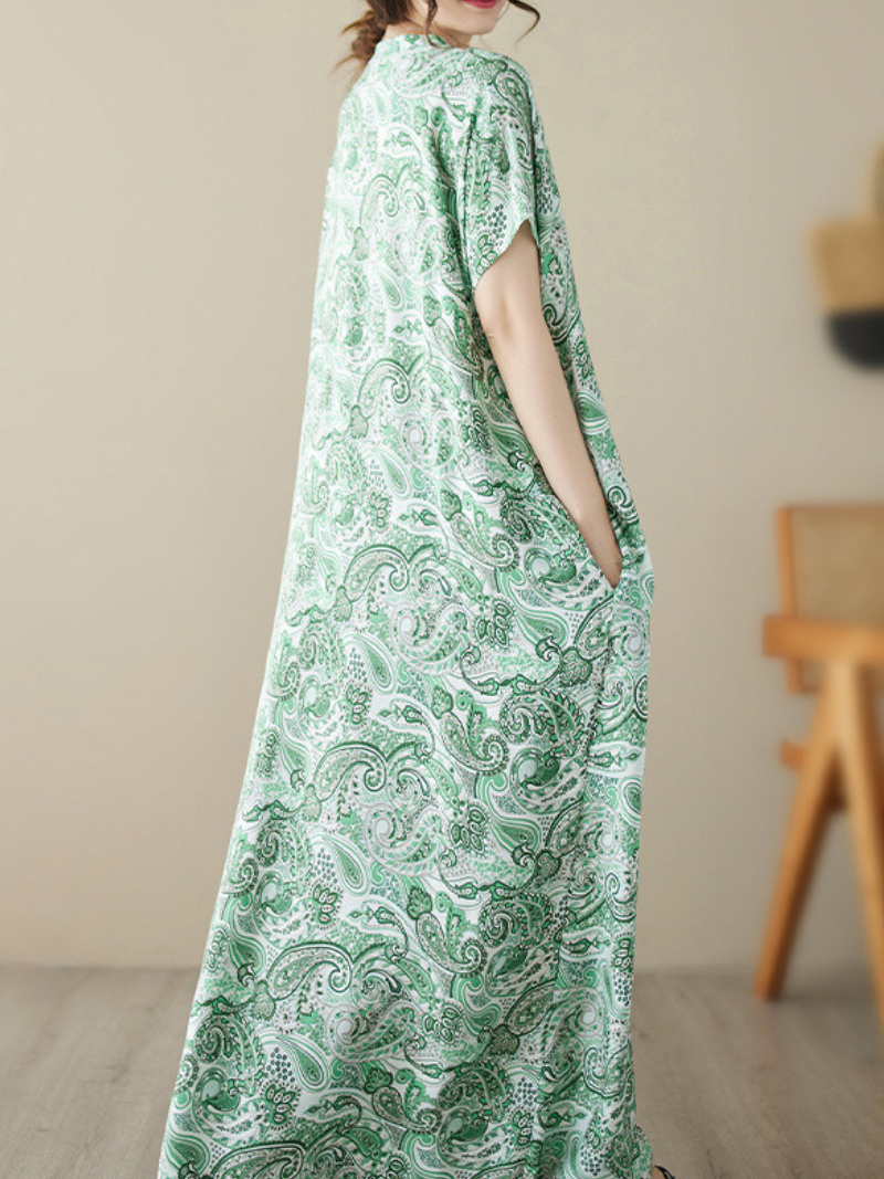 The Lost Heart Cotton V-neck Floral A-line Dress