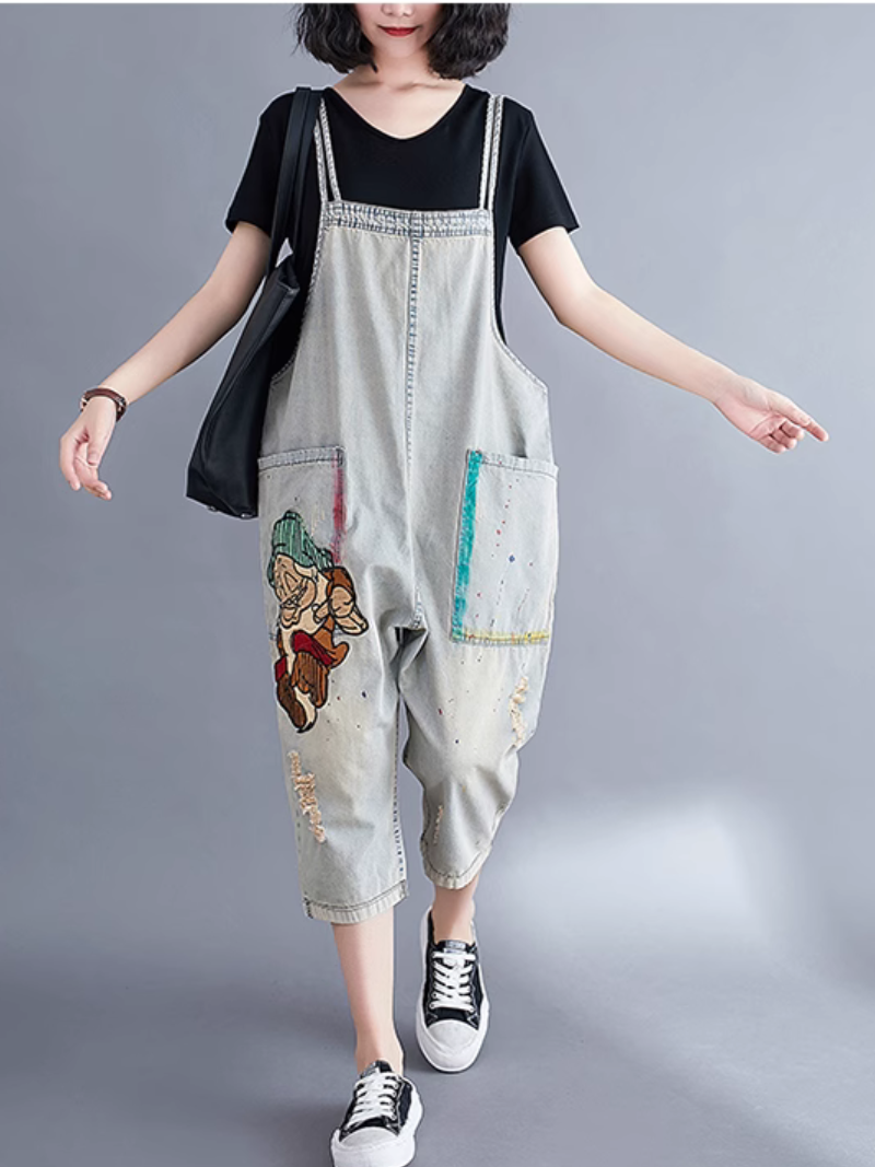 Relaxed Fit Large size  Patch Dungaree