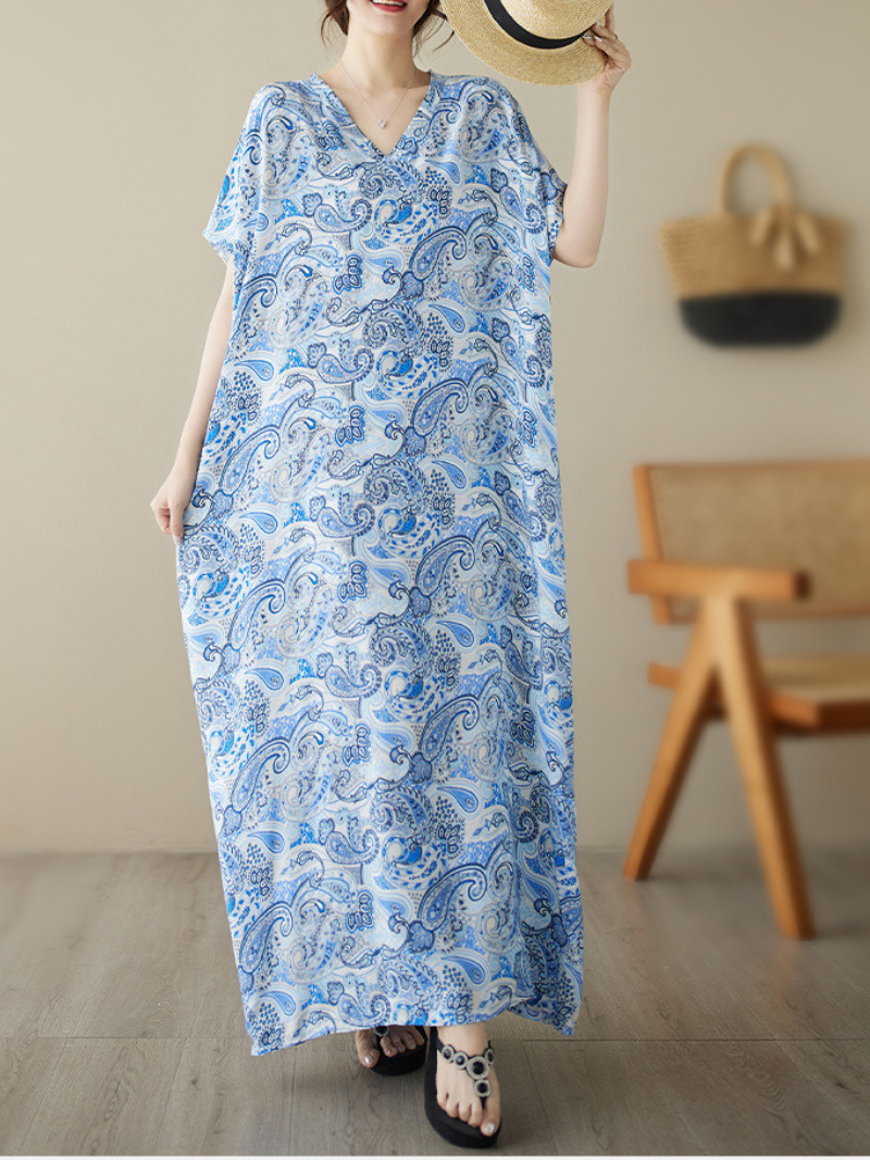 The Lost Heart Cotton V-neck Floral A-line Dress