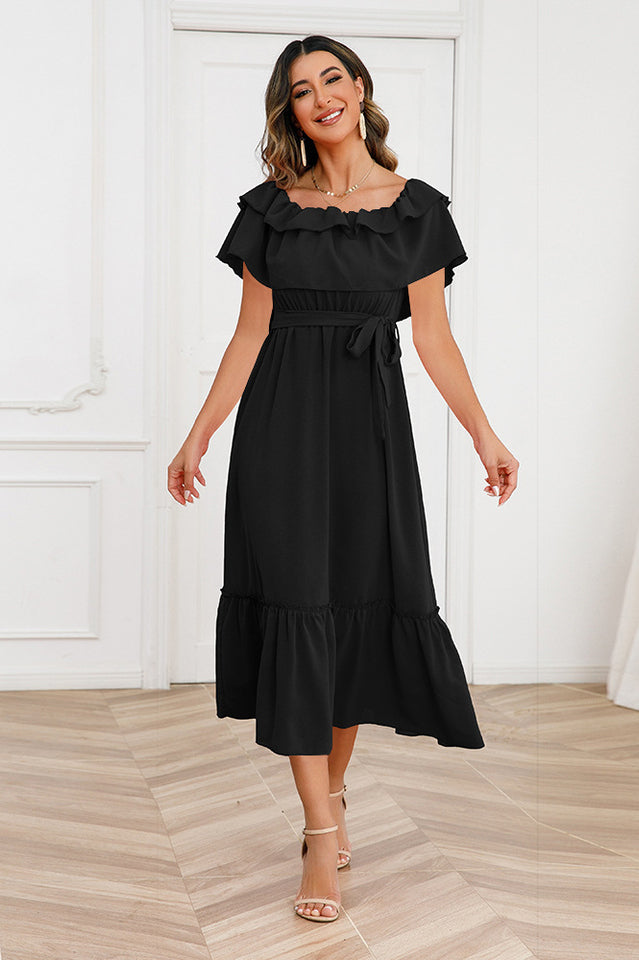 Off Shoulder Tiered Maxi Dress