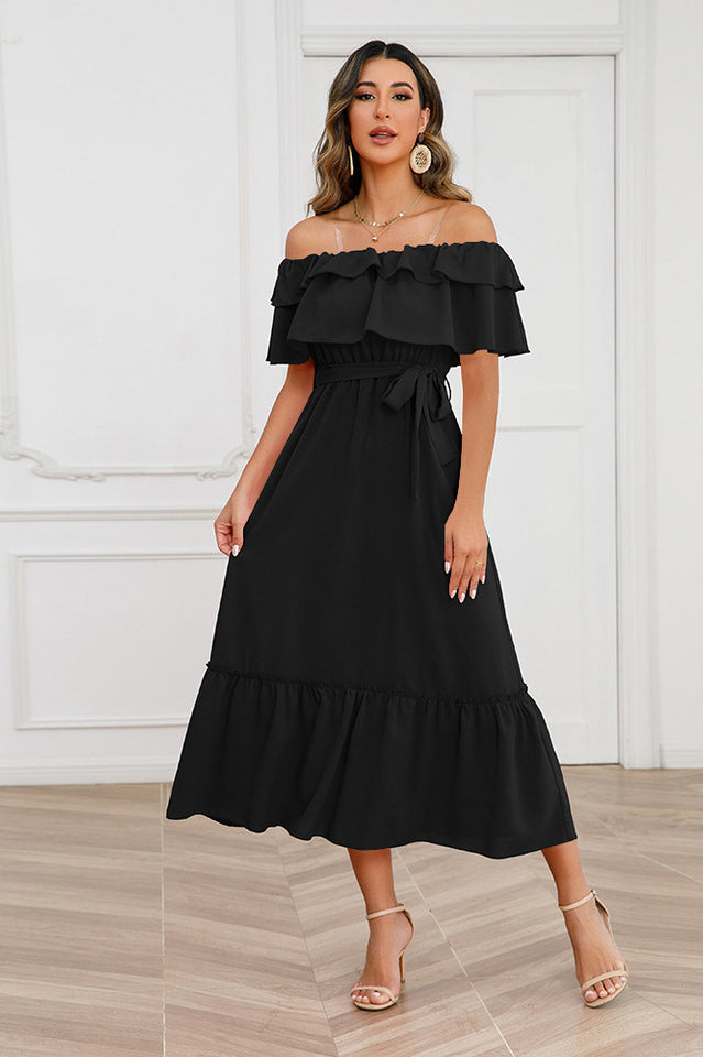 Off Shoulder Tiered Maxi Dress