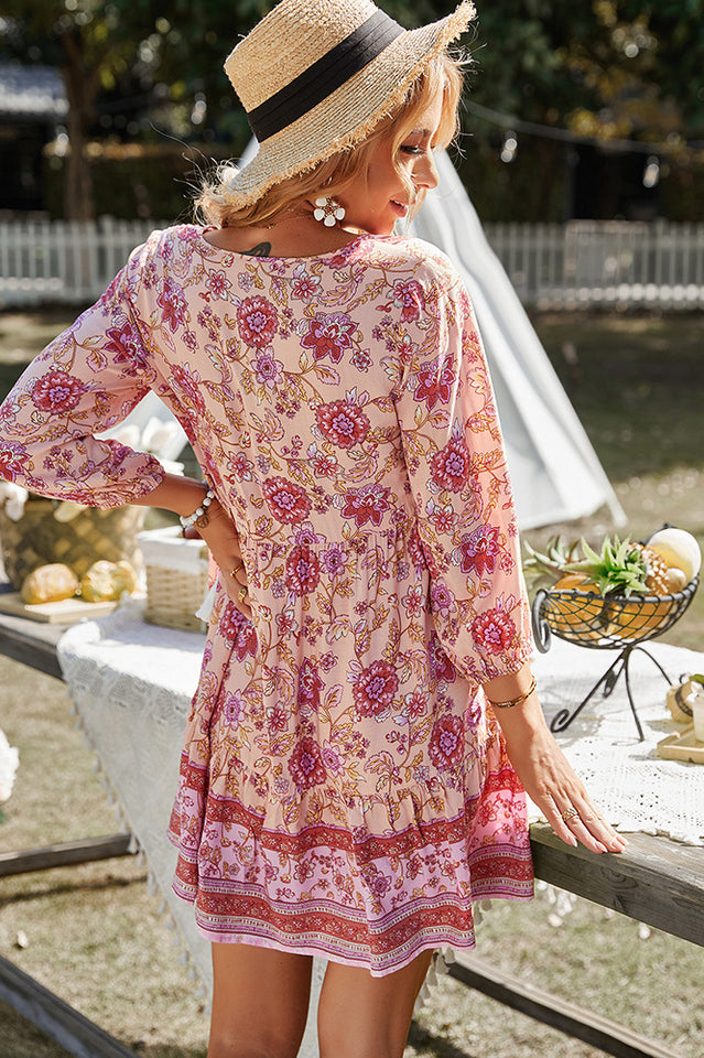 Bohemian Tassel Tie Tiered Dress