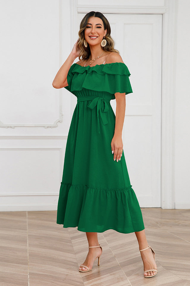 Off Shoulder Tiered Maxi Dress