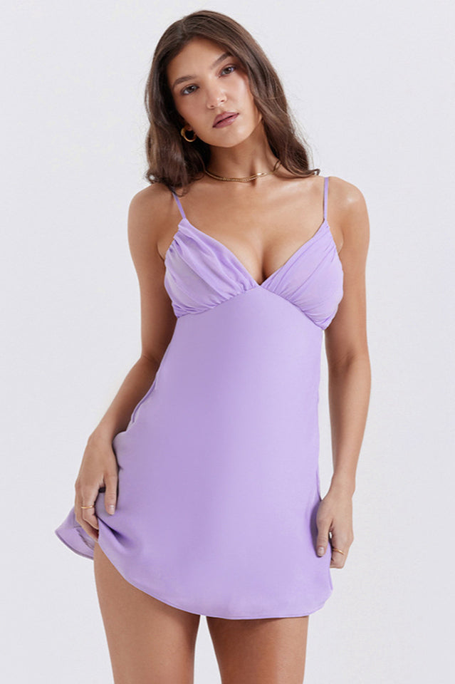 Bria Ruffle Baby Doll Satin Dress