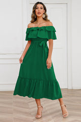 Off Shoulder Tiered Maxi Dress