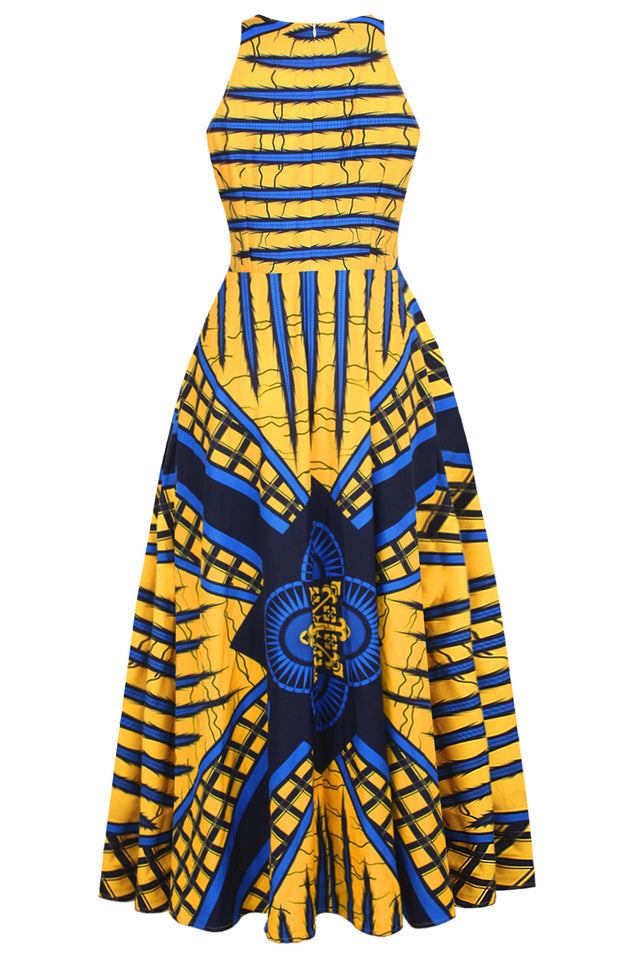 Vintage Print Summer Maxi Dress