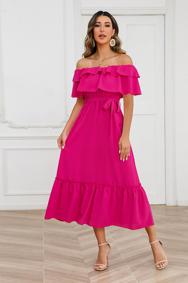 Off Shoulder Tiered Maxi Dress