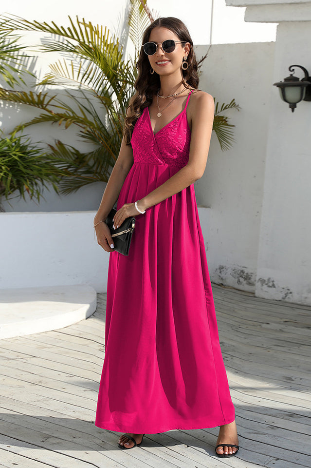 Sleeveless Lace-Up Backless Maxi Dress
