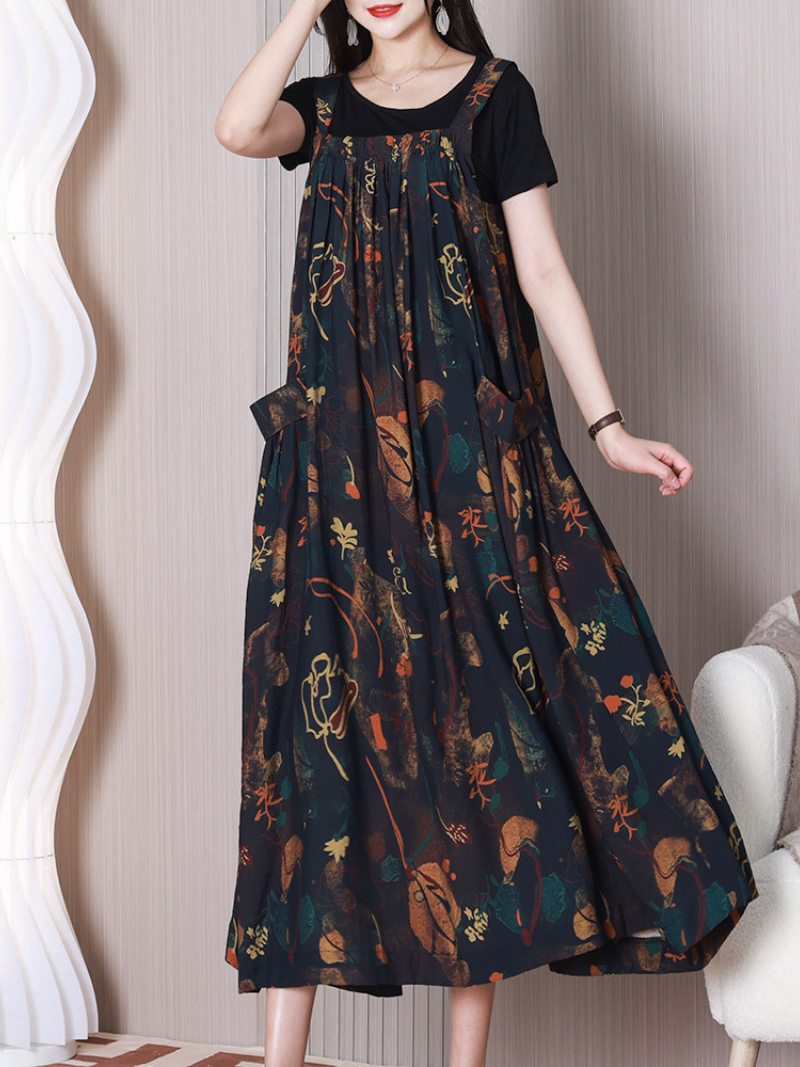 Fashionable Loose Round Neck Salopette Dress