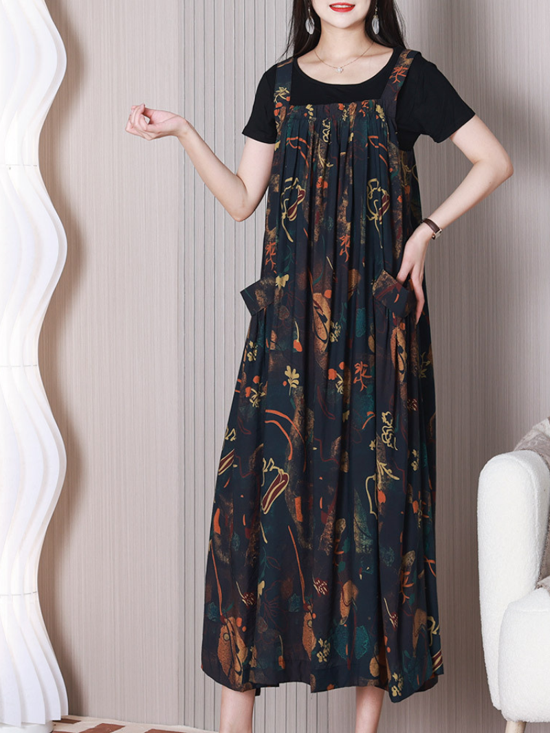 Fashionable Loose Round Neck Salopette Dress