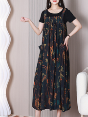 Fashionable Loose Round Neck Salopette Dress