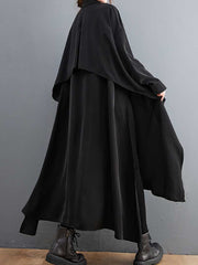 Cotton Long Sleeves Shirt Style A-Line Dress