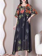 Stay Happy Round Neck A-line Dress
