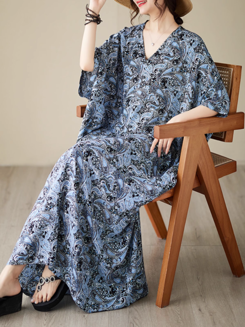 Breezy Elegance Kaftan Dress with Side Pockets