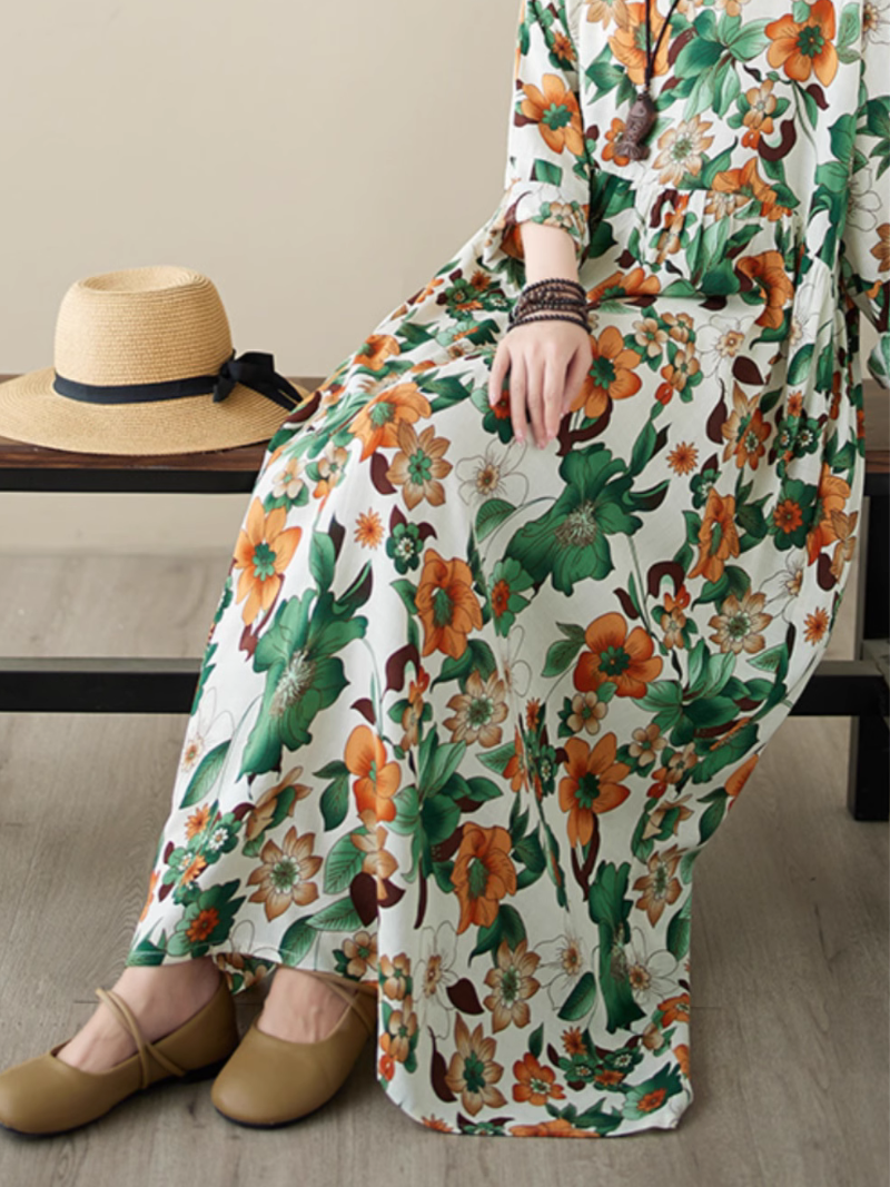 Relaxed Fit Floral Loose Smock Dress