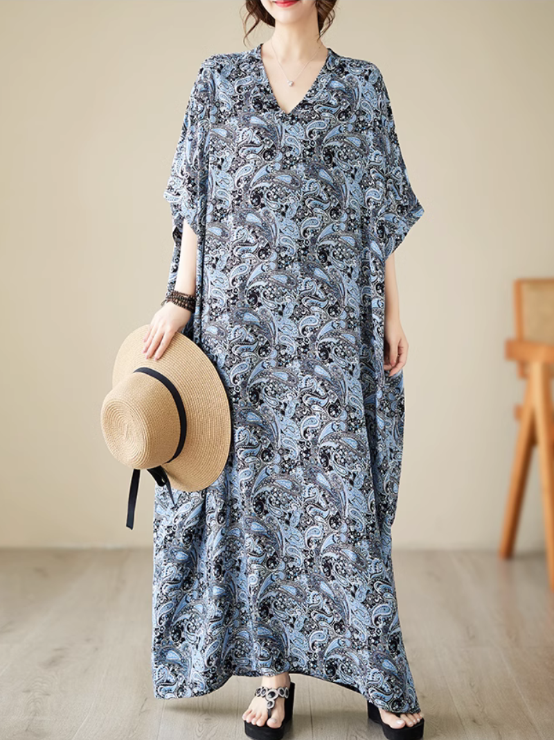 Breezy Elegance Kaftan Dress with Side Pockets