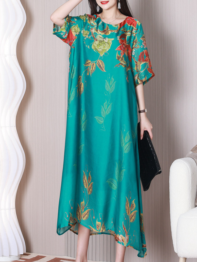 Stay Happy Round Neck A-line Dress