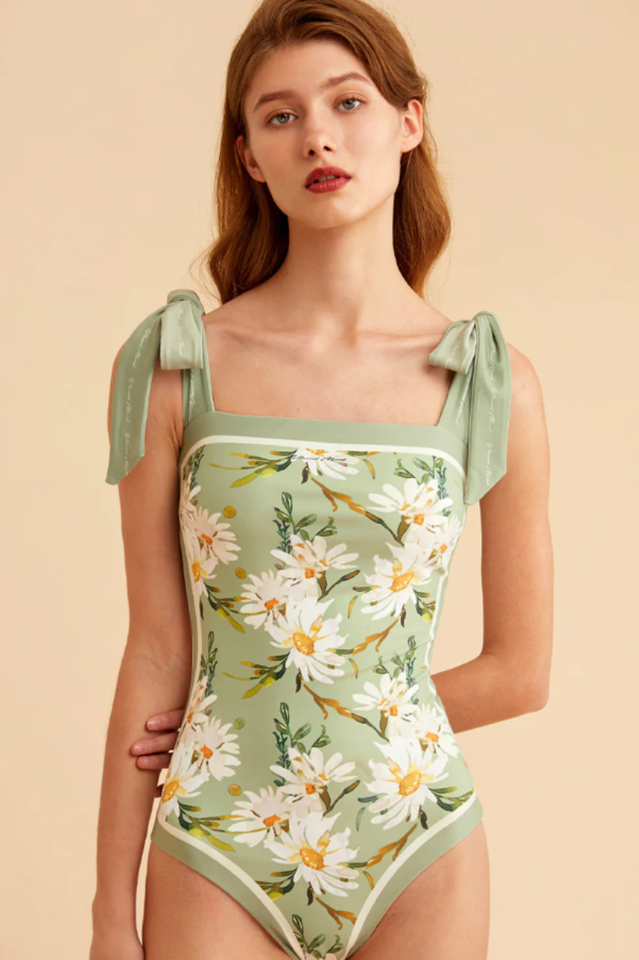 Reversible Tie-Shoulder One Piece Swimsuit