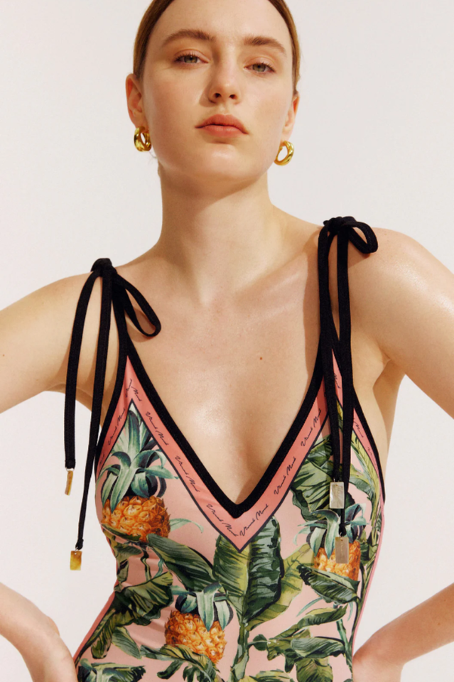 Reversible Tie-Shoulder One Piece Swimsuit