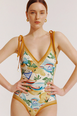 Reversible Tie-Shoulder One Piece Swimsuit