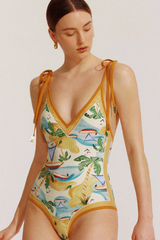 Reversible Tie-Shoulder One Piece Swimsuit