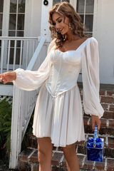 Mini Satin Bustier Skater Dress