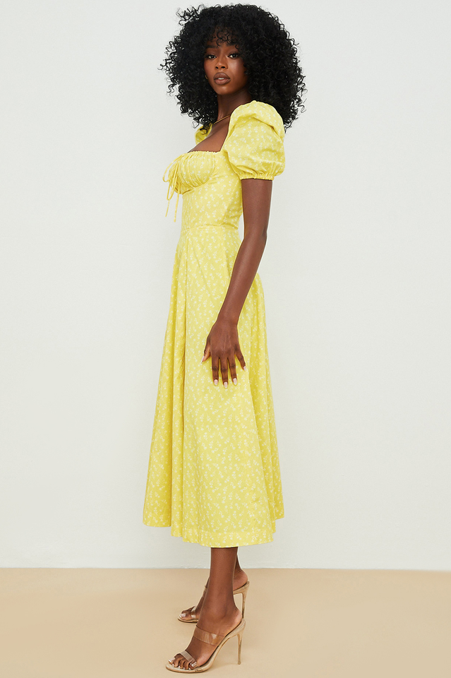 Tallulah Yellow Printed Midi Dress