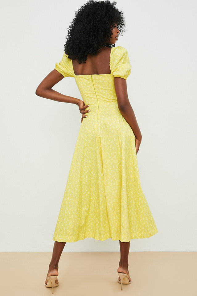 Tallulah Yellow Printed Midi Dress