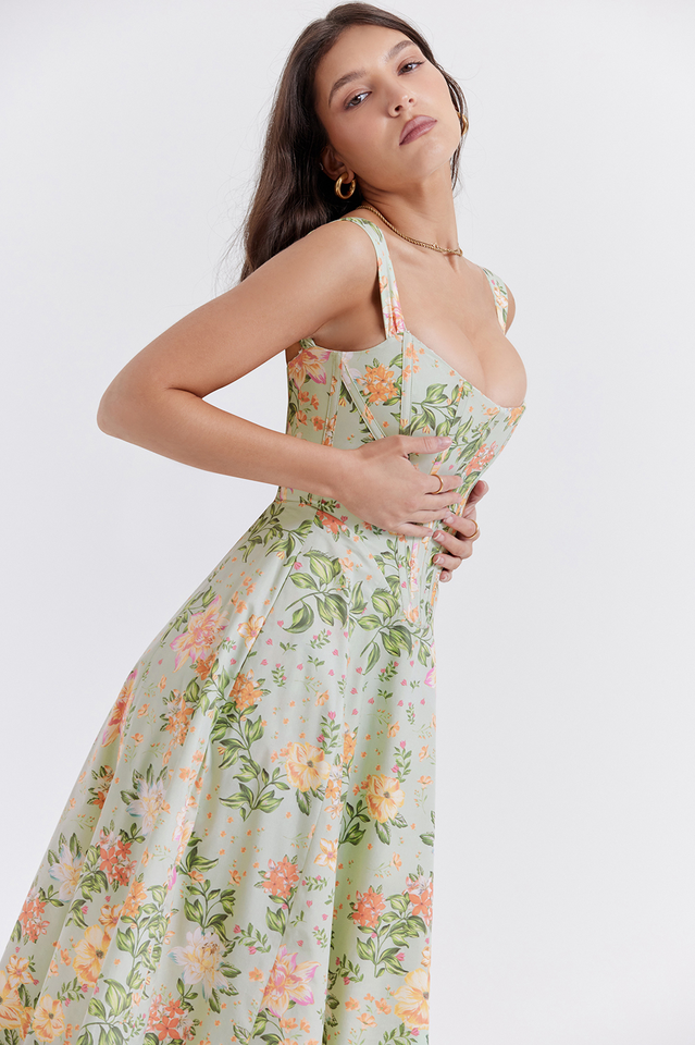 Saira Pale Jade Printed Sundress