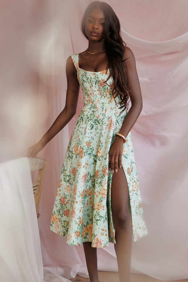 Saira Pale Jade Printed Sundress