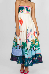 Seeker Folklore-Print Linen Dress