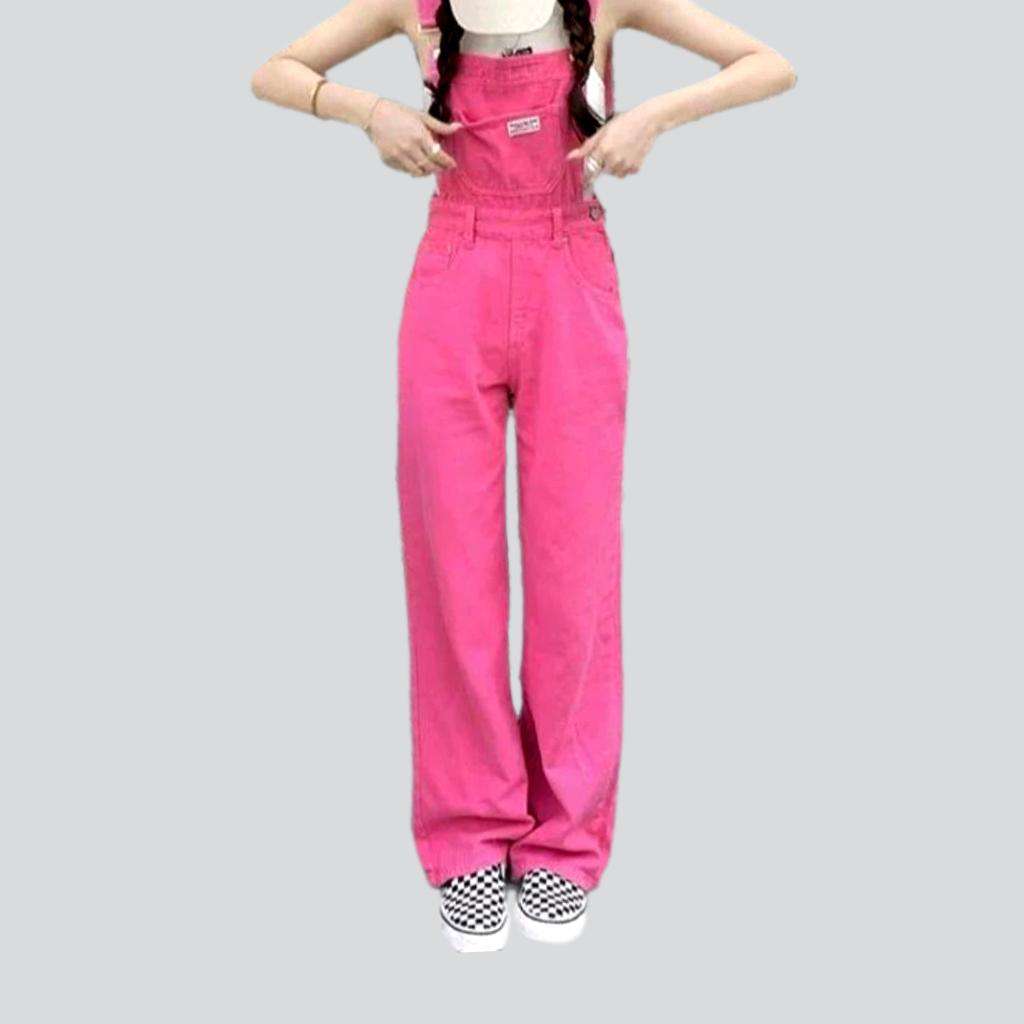 Wide-leg denim jumpsuit for ladies