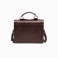 Time Fly Back Clock Trim Button Up Crossbody Messager Bag - Coffee
