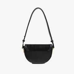 Vintage Suede Argyle Pattern Faux Leather Crossbody Saddle Bag - Black