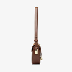 Vintage Suede Argyle Pattern Faux Leather Crossbody Saddle Bag - Brown